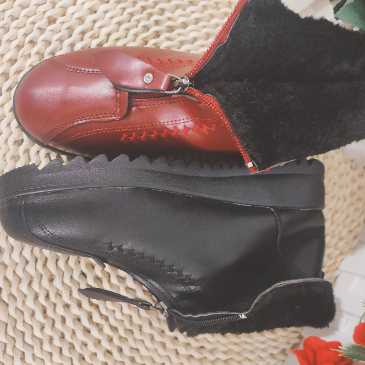 [Shake the same paragraph] Winter new velvet warm cotton shoes flat non-slip middle-aged and elderly versatile durable mother shoes