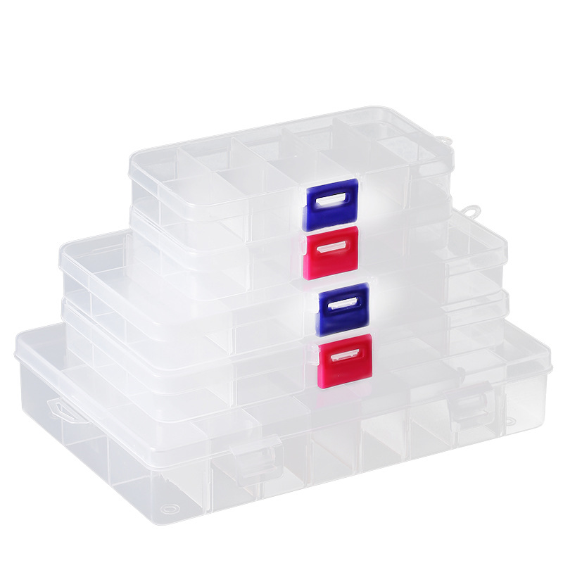 10 grid 15 grid 24 grid storage box tool box fishing gear box transparent plastic PP Nail Box environmental protection jewelry box