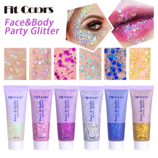 Fit Colors sequins gel mermaid scales face body lip flash eye shadow colorful polarized stage makeup cross border