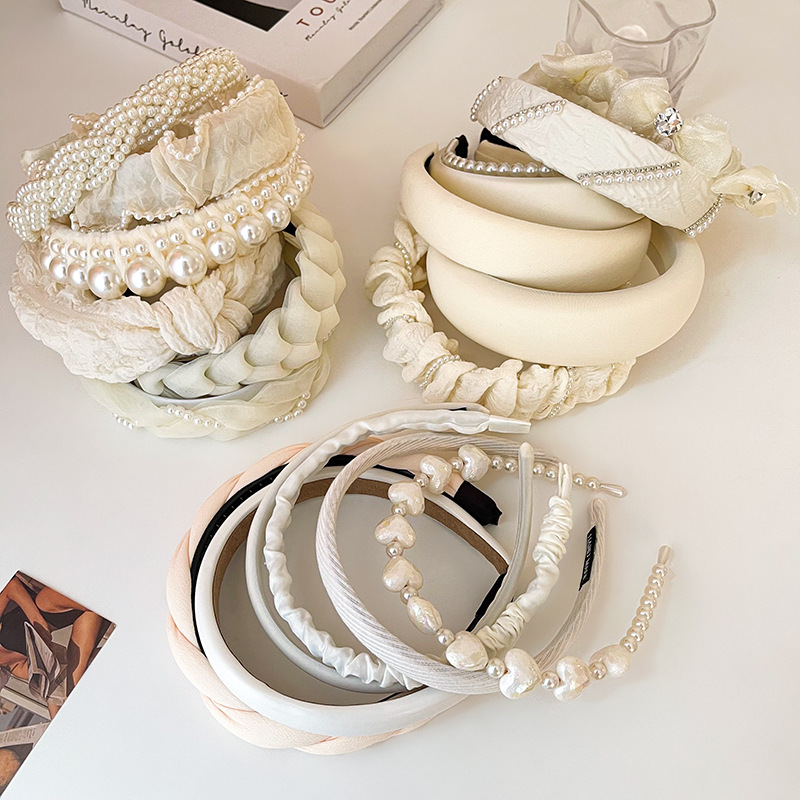 Diamond Pearl gauze sponge headband Japanese and Korean style fresh fairy headband new fashion all-match internet celebrity hair accessories - ShopShipShake