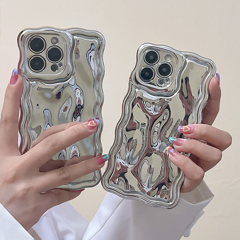 新款波浪電鍍隕石紋適用蘋果15promax手機殼精孔iPhone13軟殼11
