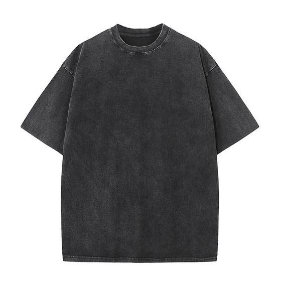 Cross-border Washed Used T-shirt Trendy Brand Pure Cotton Batik Vintage Fried Snowflake Washed Loose Short-sleeved oversiz Printing
