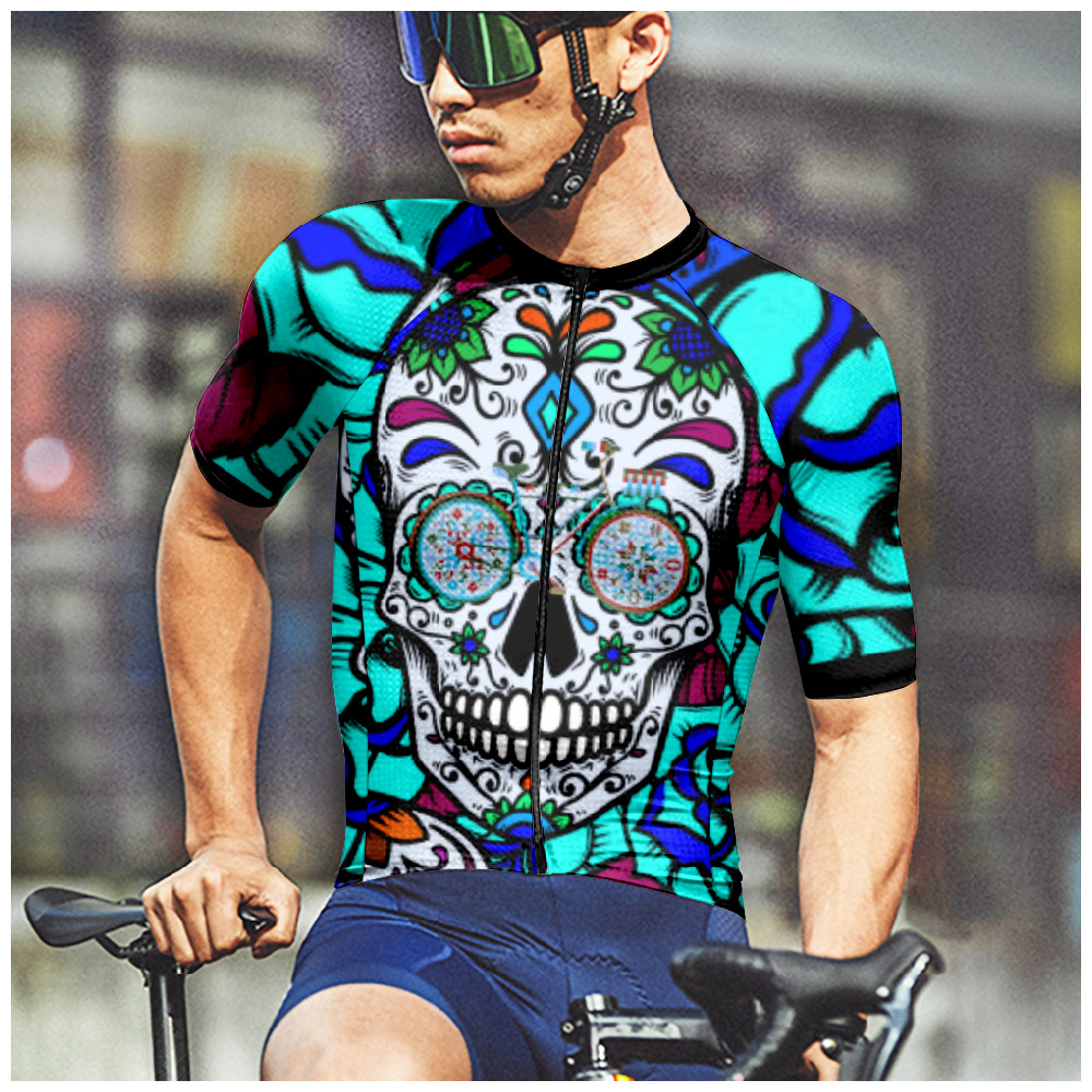 2023 cross-border new close-fitting tights cycling clothes sports top raglan sleeve T-shirt partial 3D printing men's summer