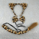Gold velvet fur leopard ears three-piece set
