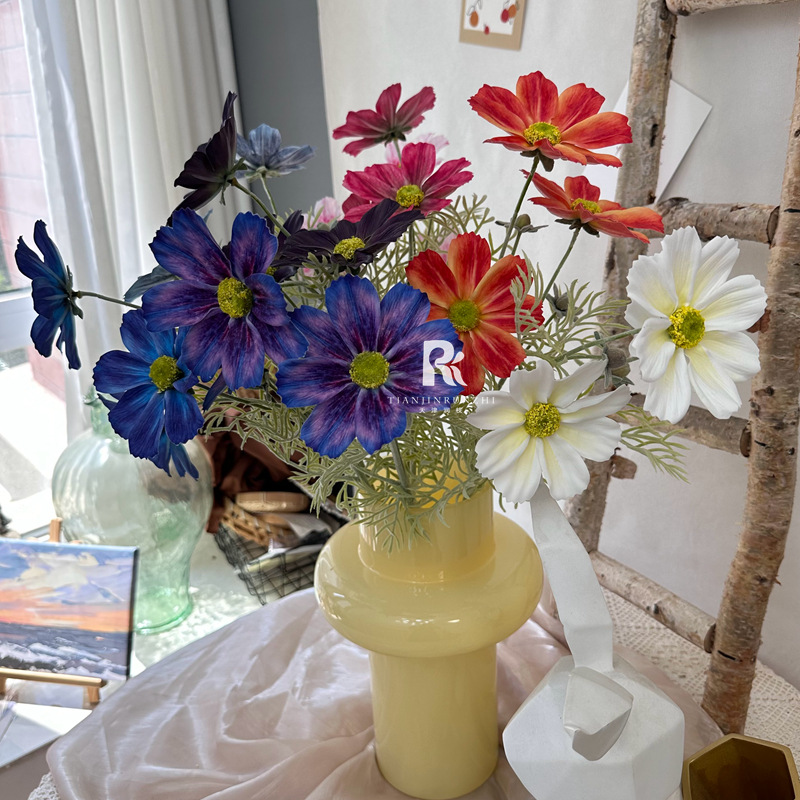 Modern Chinese-style wedding celebration artificial flower tactile style Pansy faux flowers wedding aisle wedding room decoration flower arrangement Chrysanthemum