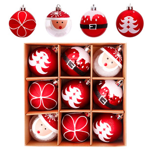 AliExpress Explosions Christmas Old Man Round Ball Red Plated Plastic Ball Painted Christmas Ball Christmas Tree Pendant