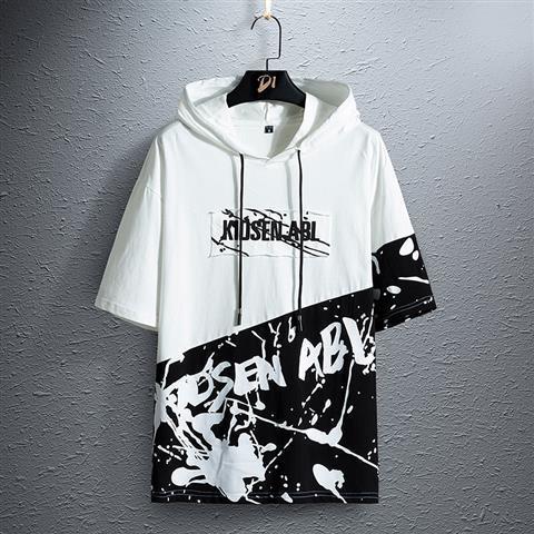 Cross-border a generation of summer men's short-sleeved T-shirt fashion hooded men's clothing summer loose half-sleeved hooded