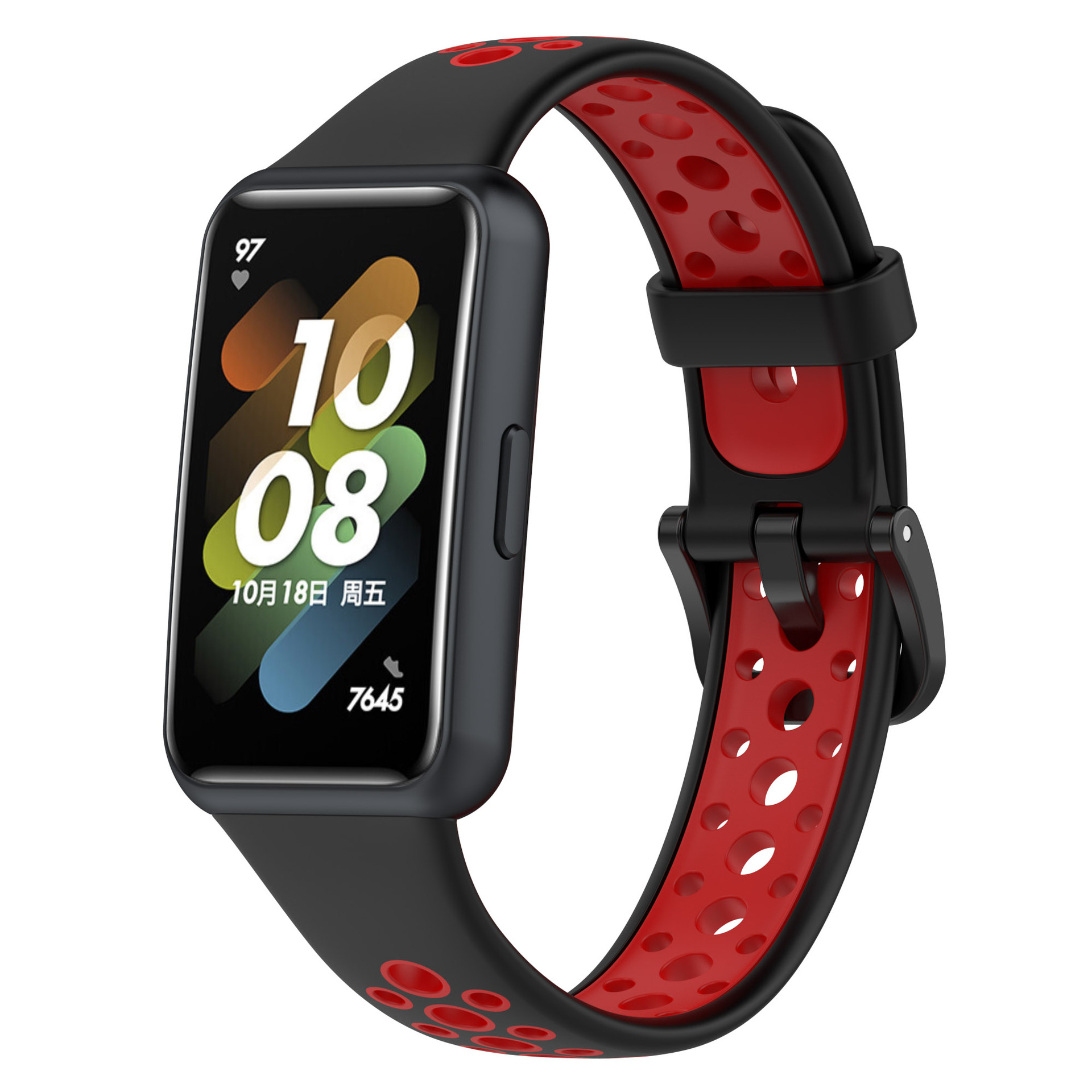 Applicable to HUAWEI Band 7 Dual-Color Round Hole Strap, HUAWEI Band 7 Colorful Hole Table Strap, Breathable Wristband