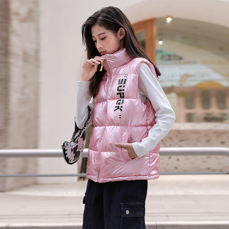 Children's Down Cotton Vest 2023 Autumn and Winter New Large Children's Thickened Wash-free Vest Baby Girl Warm Waistcoat