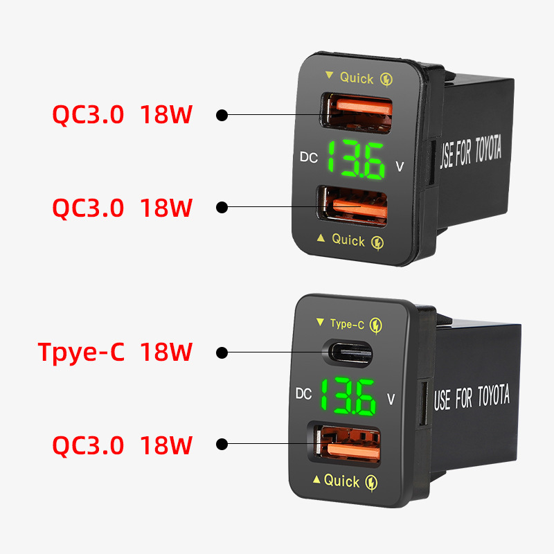 QC3.0 car charger dual usb modified accessories suitable for Toyota Corolla 36W fast charge PD car charger