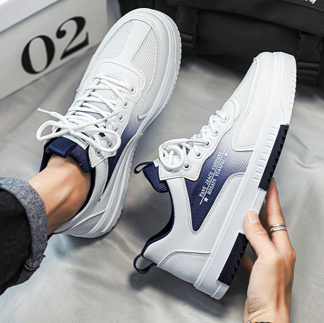 All-match White Shoes Men's New Arrival 2024 Summer Casual Students Breathable Mesh Panel Shoes Fashionable Sports Height-increasing Men's Shoes