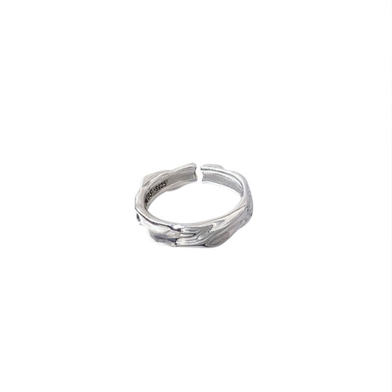 925 Silver Plated Ring Female Niche Design Sense Simple Korean Fashionable Irregular Plain Ring Not Fade New Style