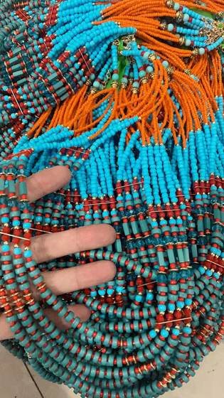 Ethnic style forehead decoration necklace dual-use 4-layer rice beads bohemian travel photography performance decoration hair accessories female handmade