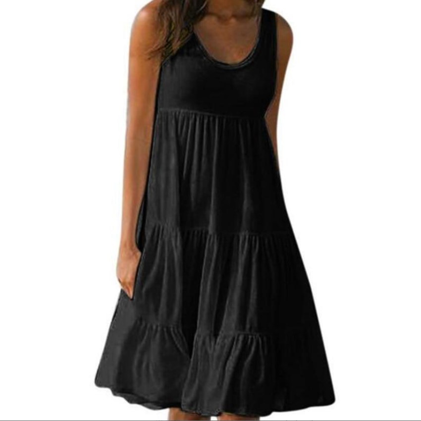 S--5XL imitation Cotton spot version women's fashion casual loose beach dress summer sleeveless long dress women