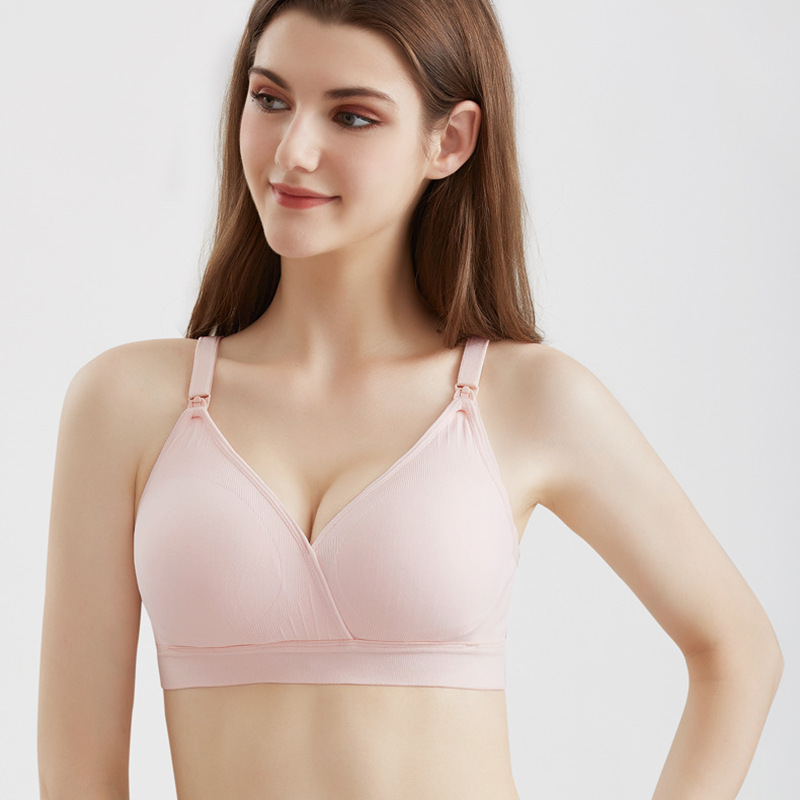 Cross-border European and American new breastfeeding bra front buckle wireless breastfeeding bra plus size underwear V-shaped