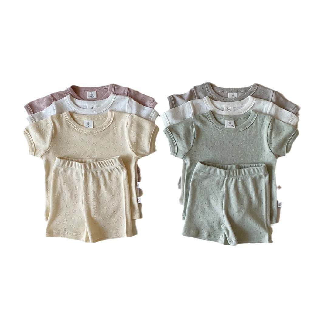 Korean-style Baby Pajamas Summer Pure Cotton Class A Home Clothes Summer Short-sleeved Air-conditioning Clothes for Baby Boys and Girls Base suit