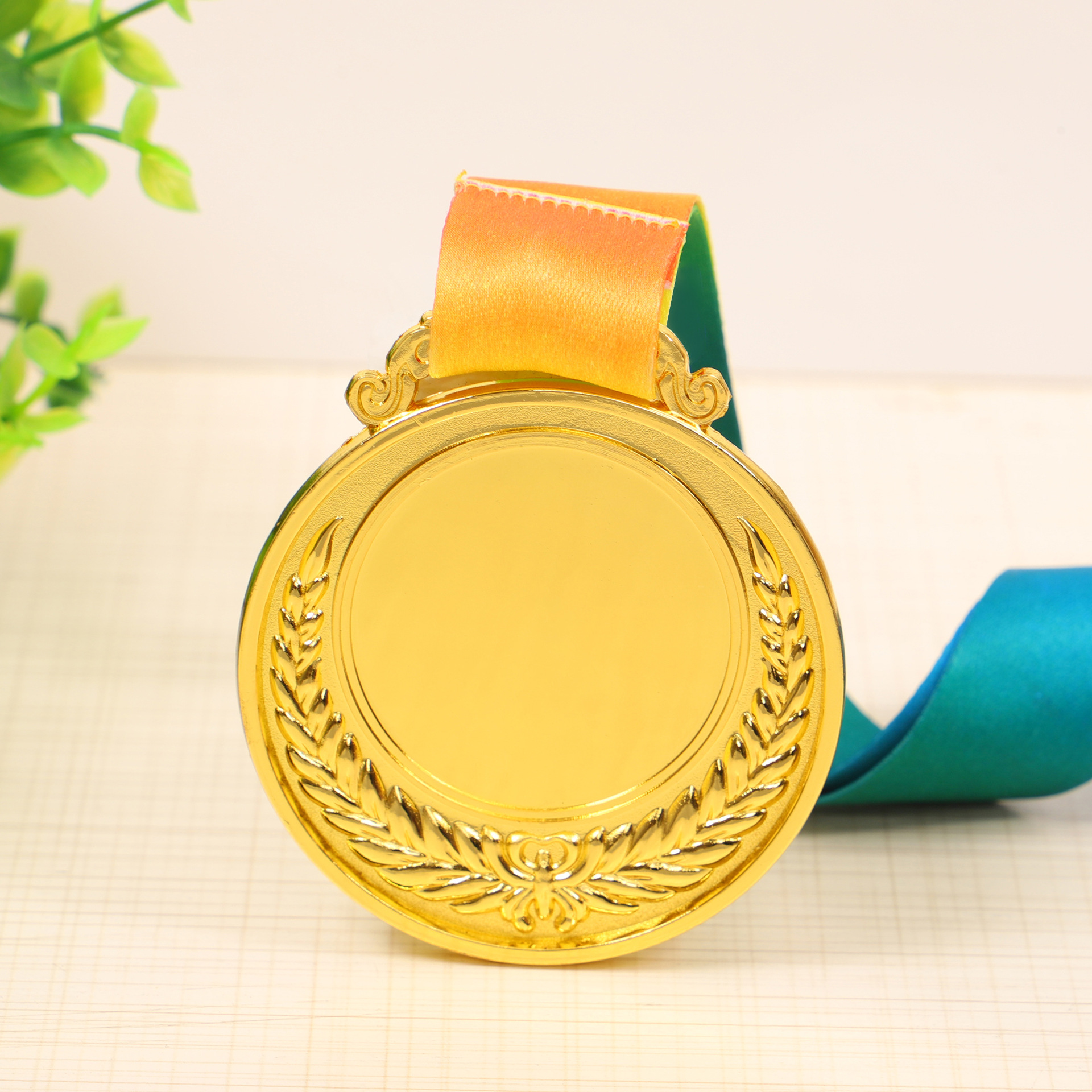 Wheat Ear Small Medals Listed with Color Belt Engraving Production Spot Activities Competition Commemorative Award Metal Medals