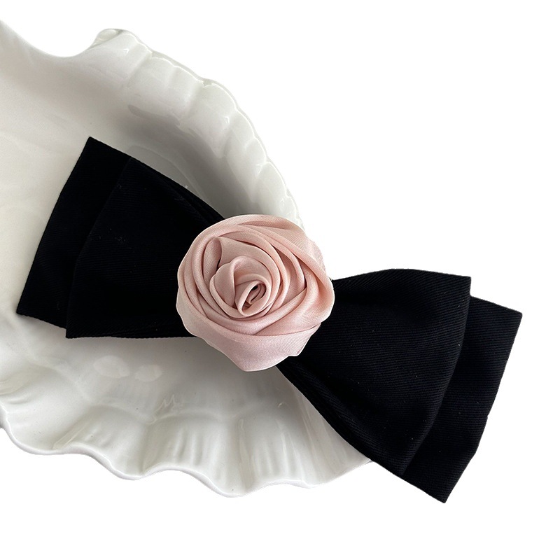 Rosa Rose Schleife Haarnadel Damen High-End Sinn Elegant Haarring Haarseil Pony Clip Seitlicher Clip Haarschmuck_voghion.com