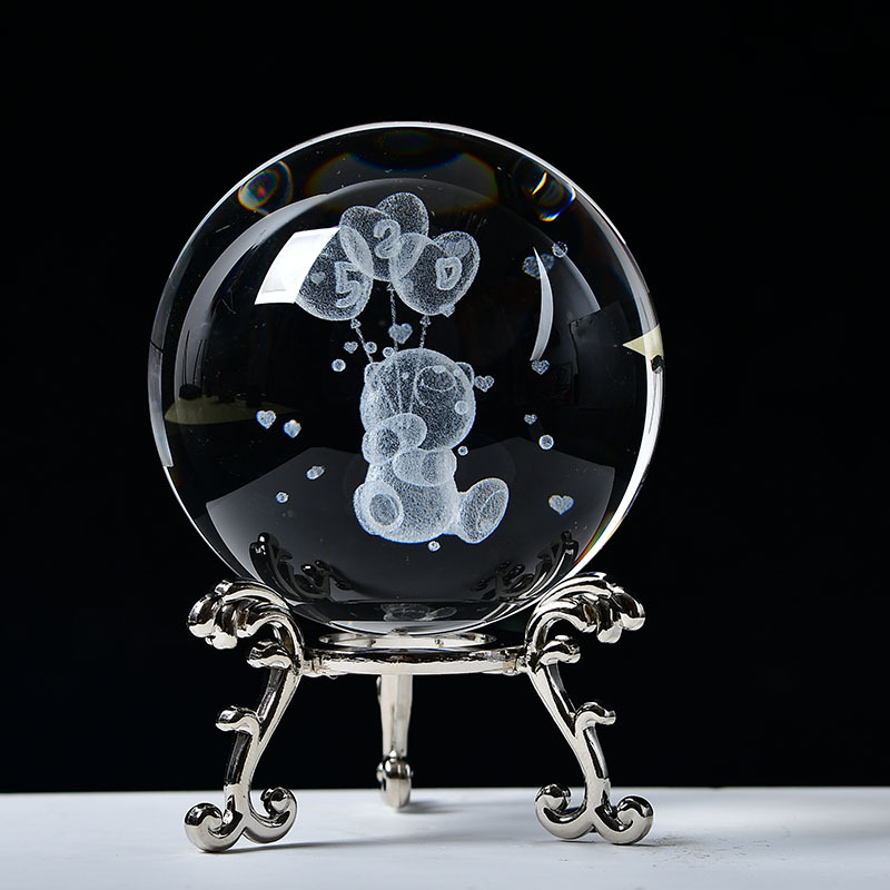 Crystal Ball Ornaments Base Skull Head Solar System Unicorn Dandelion Inner Carved Ball Book Desktop Decorations Cross Border