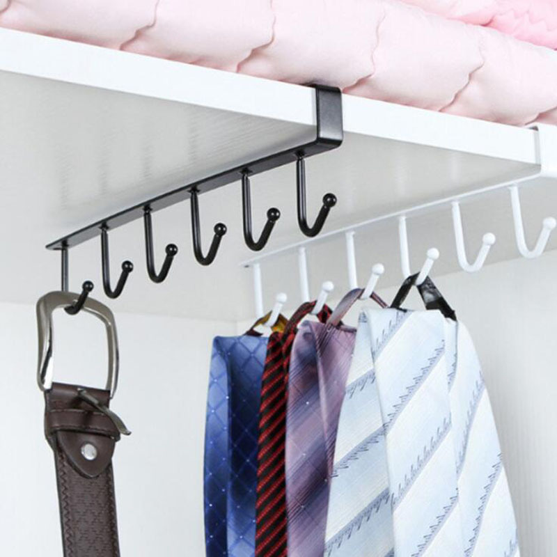 Kitchen iron punch-free flat iron hook cabinet storage rack Tie Rack hook wardrobe storage rack