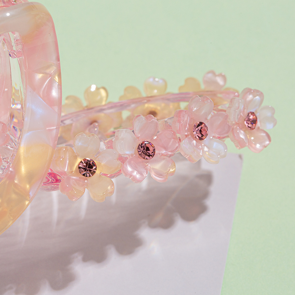 Cross-border Fresh and Sweet Flower Hairpin Diamond Clamp Acrylic Disc Hairpin Women's Bath Hair Clamp Internet Celebrant Headwear_voghion.com
