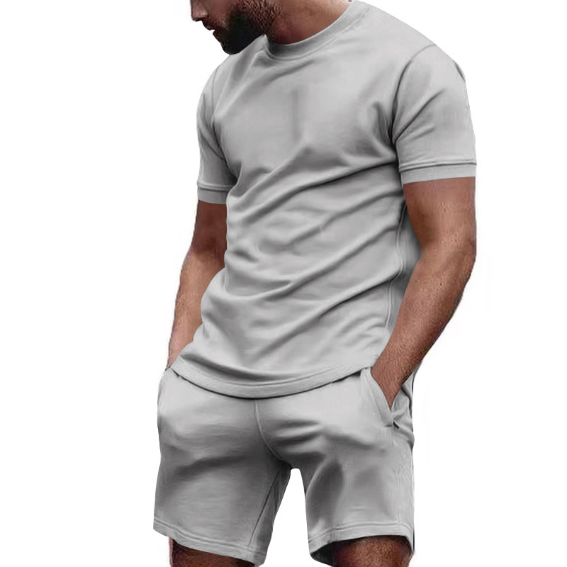 European Short-sleeved T-shirt Shorts Casual Set Men's Fashionable Brand Summer Loose 2023 New Men's Sports Two-piece Set