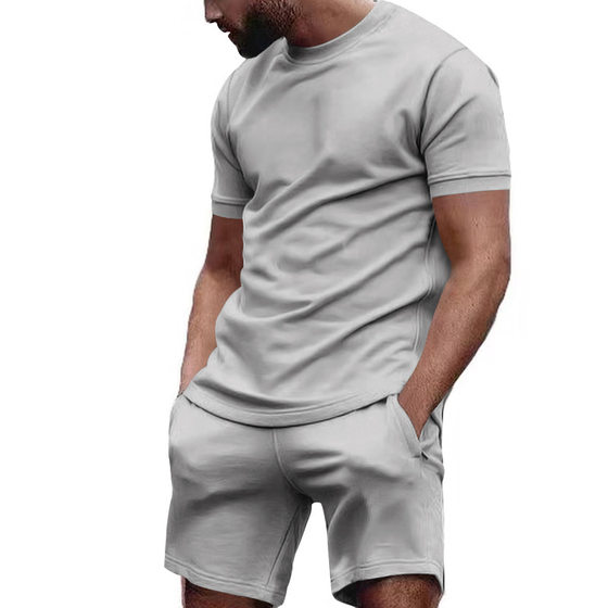 European Short-sleeved T-shirt Shorts Casual Set Men's Fashionable Brand Summer Loose 2023 New Men's Sports Two-piece Set