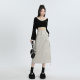 American Style Workwear Skirt Women's 2023 Summer High Waist A- Line Slimming Casual All-match Drawstring Split Mid-length Skirt