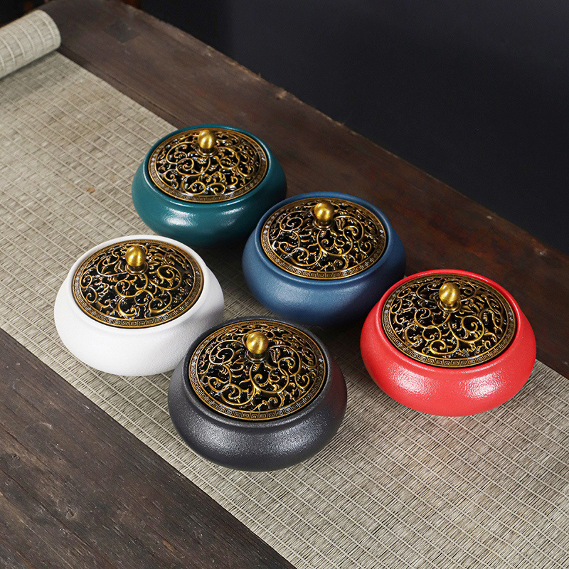 Incense burner ceramic spray glaze stoneware incense home small sandalwood incense burner manufacturers a generation of cross-border color box packaging