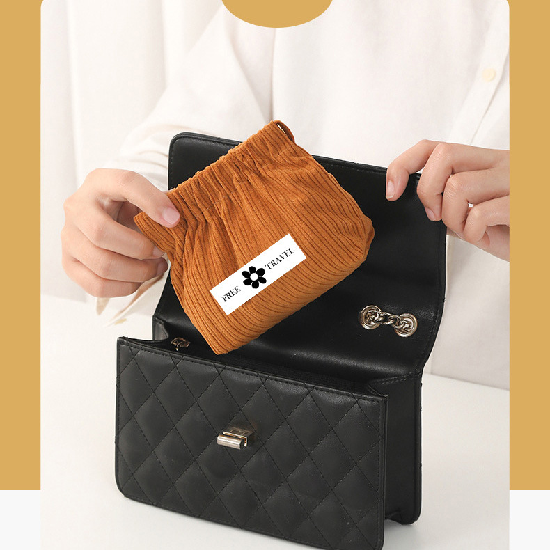 Automatic closed shrapnel lipstick bag portable corduroy storage small bag large capacity portable outing simple cosmetic bag