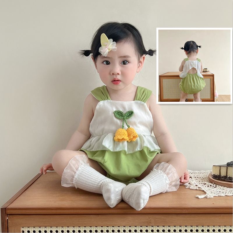 嬰兒衣服夏裝吊帶連體衣女寶超萌百天公主洋氣哈衣夏季薄款包屁衣