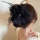 Black large flower feather grip clip