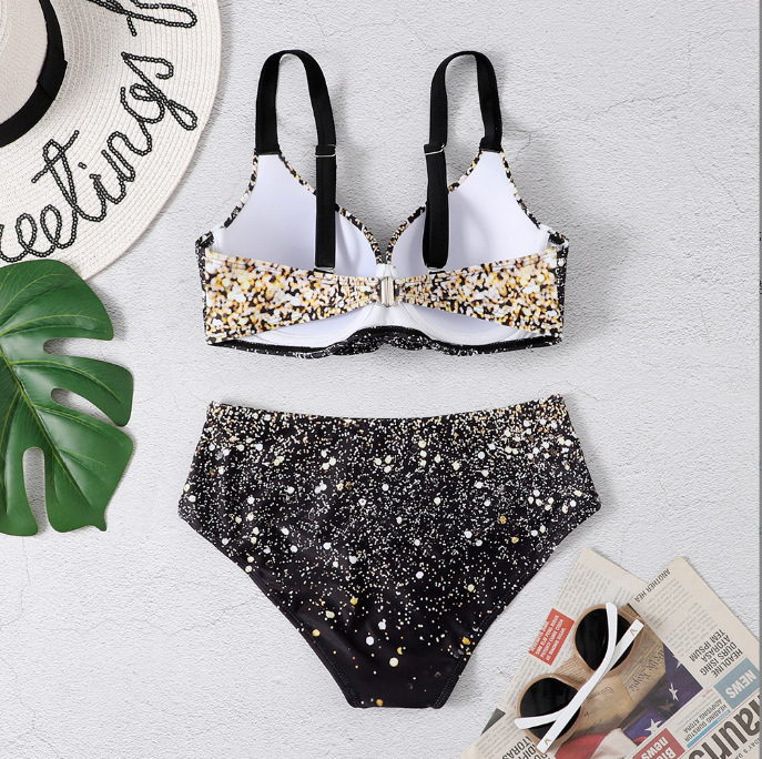 2023 European and American cross-border Starry Sky customized printed hard bag split bikini Amazon AliExpress split bikini