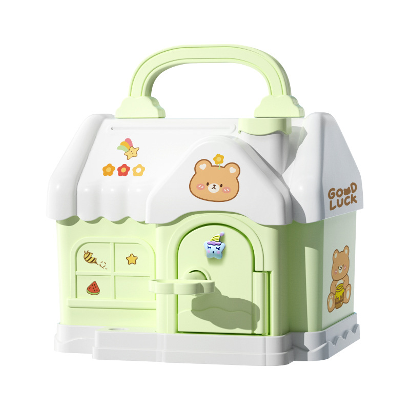 New Cottage piggy bank cartoon storage box children's toy storage box with key money box house piggy bank
