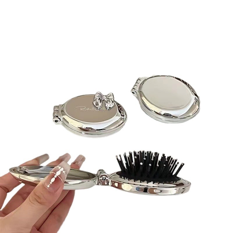 Small Comb Portable Folding Comb Women and Children Airbag Air Cushion Hair Massage Mini Mirror Integrated Comb