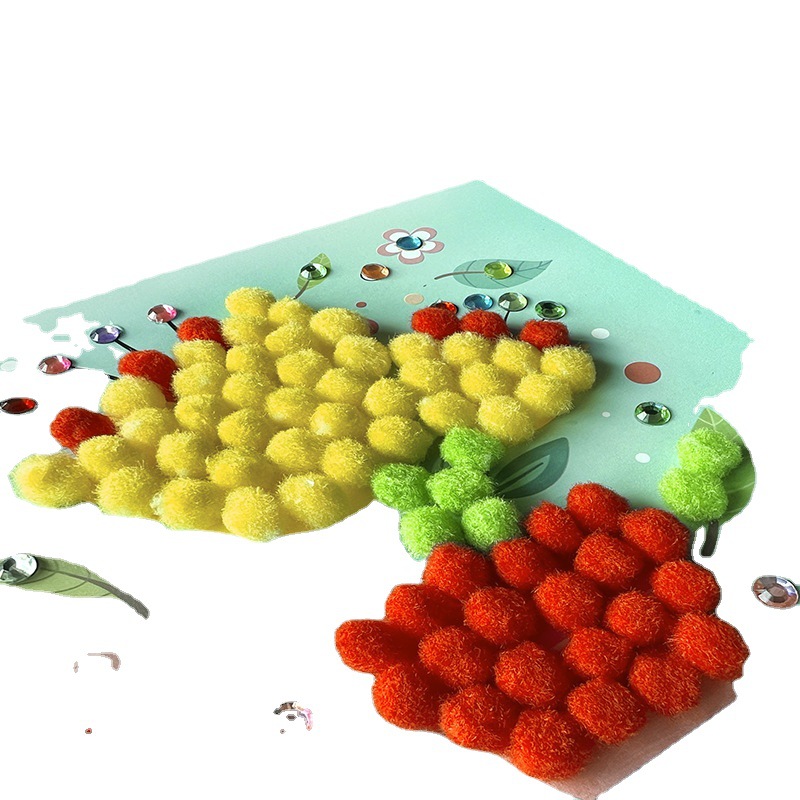 Children's fur ball picture frame painting handmade materials toys early education parent-child creative paste kindergarten gift