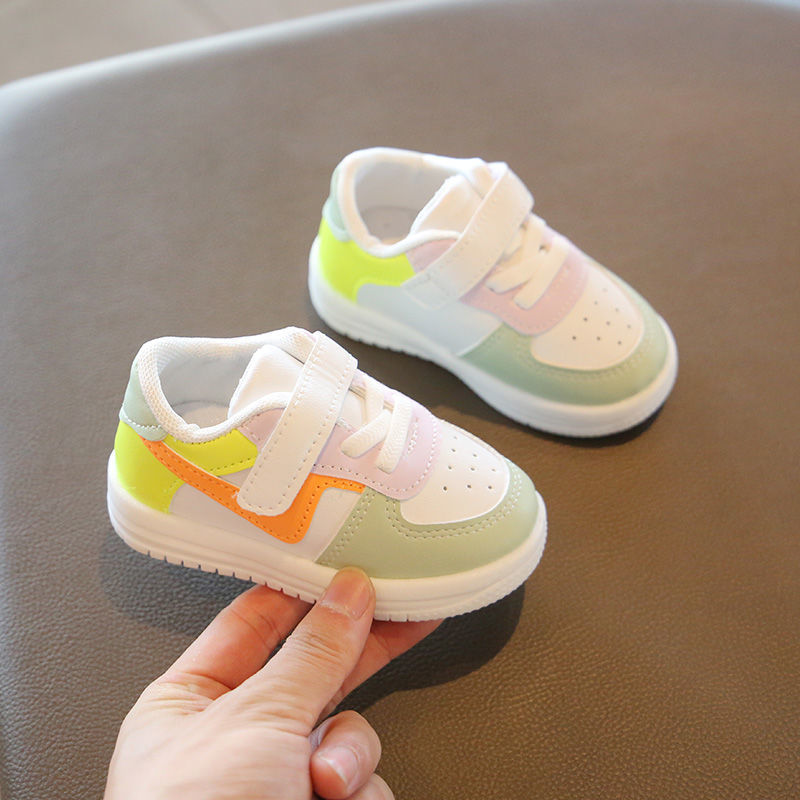 Children's Spring and Autumn White Shoes Breathable Male Baby Toddler Shoes Color-matching Children and Girls Soft Sole Baby Shoes