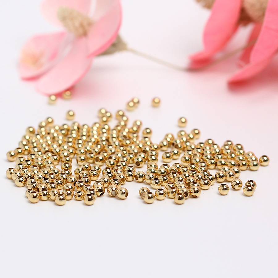 14K package gold color retention beads transfer beads small gold beaded solid diy jewelry handmade beaded accessories loose beads