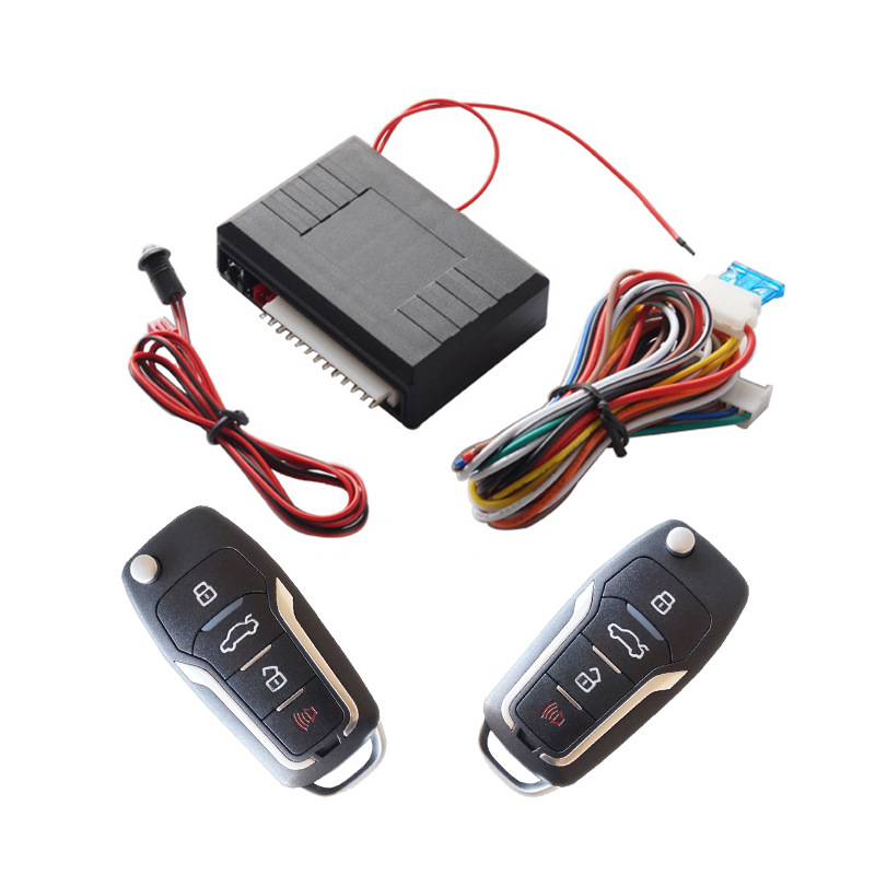 Cross-border English packaging 12V car remote control central lock keyless entry system with snap key to open the tail box