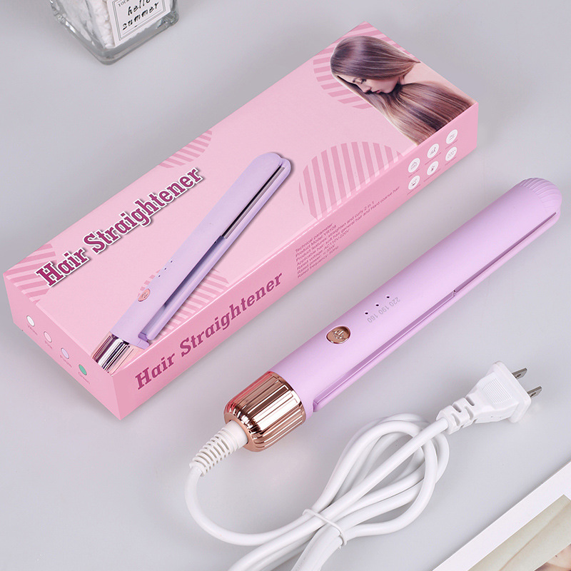 Cross-border straight curling dual-use mini plywood dormitory air bangs straight clip multi-functional portable inner buckle curling iron