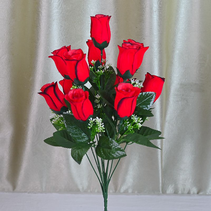 Wedding simulation flower factory wholesale 12 head flannel rose 2023 new wedding decoration silk flower