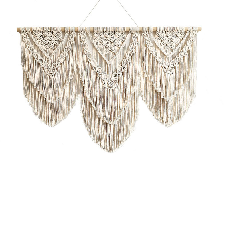Hand-woven Nordic Lace Tassel Cotton Rope Large Tapestry Wall Hanging Decorations Wall Hanging Simple Decorative Partition Curtain