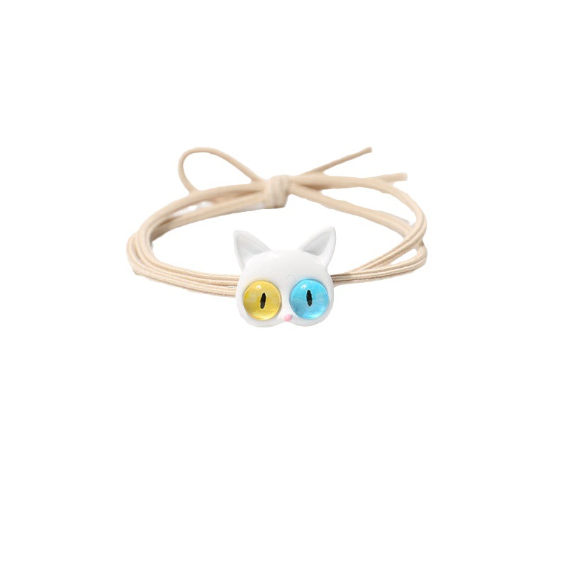 Cute Two-color Big-eyed Cat Hair Rope Female Original Design Student Girl High Horsetail Hair Band Hair Rope Hair Accessories