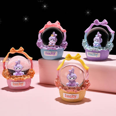 New cartoon star rabbit basket crystal ball luminous glass ball resin decoration girl heart children's toys wholesale