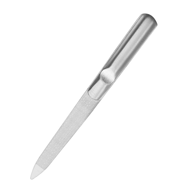Stainless Steel Sanding Ston Double-Sided Nail File Polishing File Manicure Large Plum File with Concave Handle Large Ston File