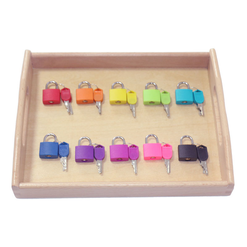 Montessori teaching aids children's early education Montessori key lock sensory toy Montessori color small lock learning unlock