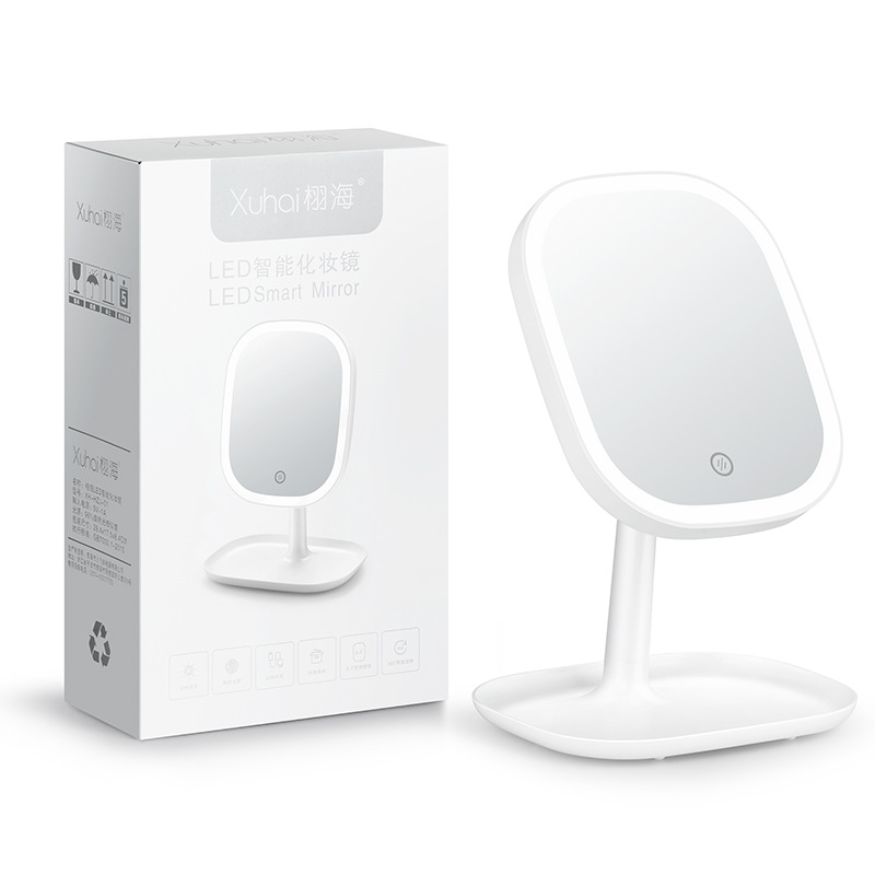 Mirror Led Light Makeup Women's Mirror with Lamp Portable Princess Dormitory Mirror Rechargeable Desktop Makeup Lamp Dressing Mirror