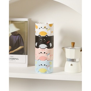Cat Ceramic Cup Cartoon Mug Stacked Pair Cup Cat Cup Household Drinking Cup Coffee Cup Practical Gift Wholesale