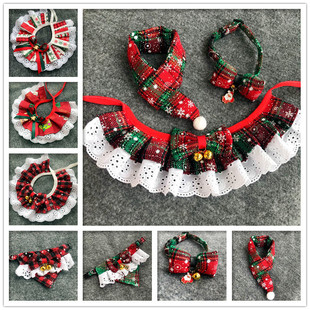 Pet Christmas bow tie Christmas bib saliva towel Christmas scarf Christmas series triangle towel Christmas Bell Jewelry