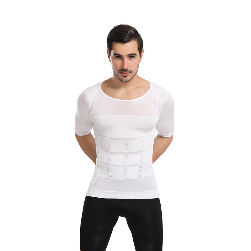 slim n lift men's body shaping short sleeve men's corset corset corset belly contracting vest sports stretch T-shirt